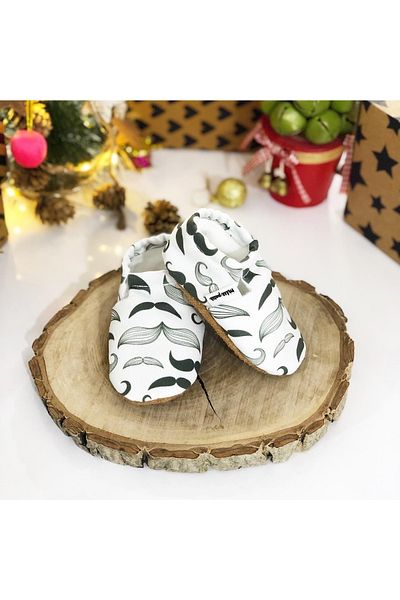 FG Store 100% Calfskin Non-Slip Sole Baby Booties (FOOT SOLE SIZE 9.4 CM)