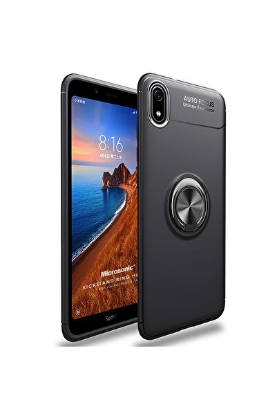 Microsonic Uyumlu Redmi 7a Kılıf Kickstand Ring Holder Siyah