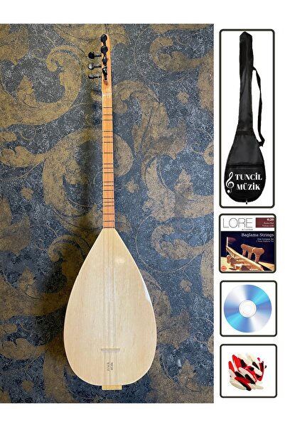 LORE Natural Kısa Sap Saz Bağlama Seti Kılıf + Yedek Tel+eğitim Cd+mızrap Yeni Başlayanlara Maxi Set