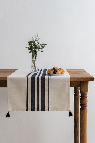 Denizli Concept Navy Blue Striped Runner 50x150 - Tereza Πολύχρωμο Φούντα Runner Μοντέλο - Διακόσμηση τραπεζιού/επιτραπέζιου