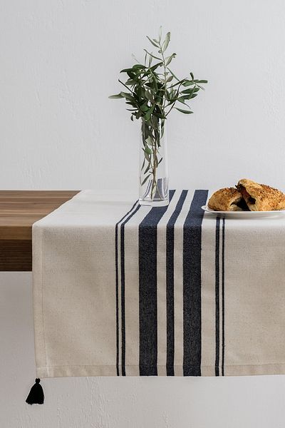 Denizli Concept Navy Blue Striped Runner 50x150 - Tereza Πολύχρωμο Φούντα Runner Μοντέλο - Διακόσμηση τραπεζιού/επιτραπέζιου