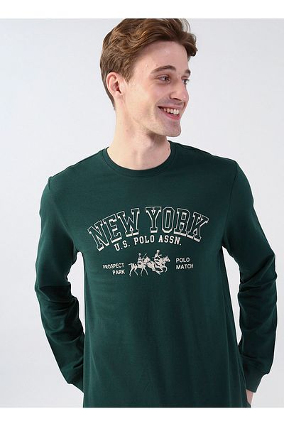 U.S. Polo Assn. Зелен мъжки суитшърт - с кръгло деколте Ormas