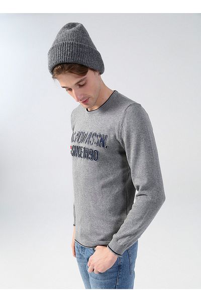U.S. Polo Assn. Crew Neck Gray Melange Men's Sweater Column