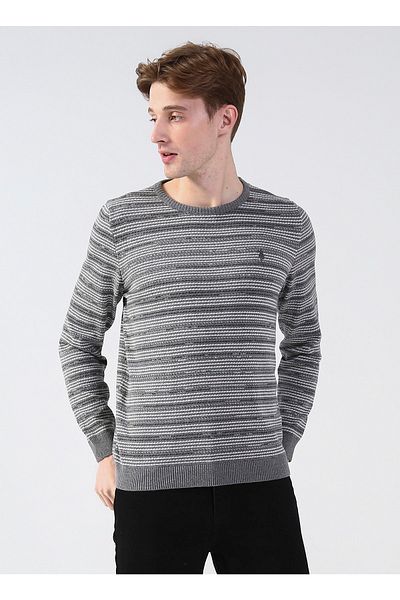 U.S. Polo Assn. Crew Neck Gray Melange Men's Sweater Pretam