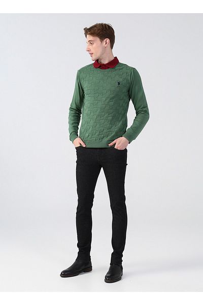 U.S. Polo Assn. Мъжки пуловер с кръгло деколте, зелен Tcp01-bsk22