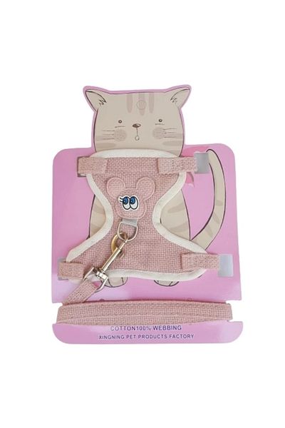 Mixpet Pink Cat with Mouse Figure - Small Breed Dog Collar with Extension