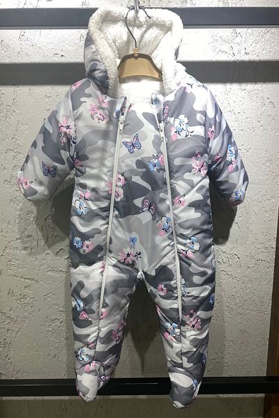 PODİUM GİYİM New Cute Butterfly & Flower Patterned Baby Welsoft Cosmonaut- Jumpsuit