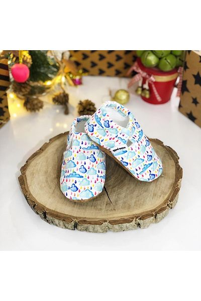 FG Store 100% Calfskin Non-Slip Sole Baby Booties (FOOT SOLE SIZE 9.4 CM)
