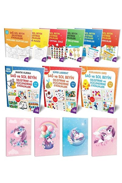 Halk Kitabevi مجموعة كتب الدماغ الأيمن والأيسر مكونة من 9 قطع و4 دفاتر ملاحظات-5