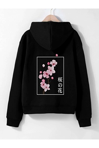 Deocept Japon Sakura Baskılı Oversize Sweatshirt