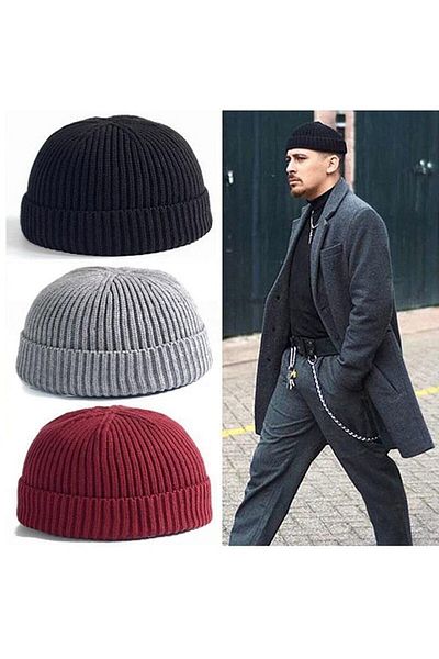 Rupen Kraft Solid Color Brimless Short Skullcap Beret Red
