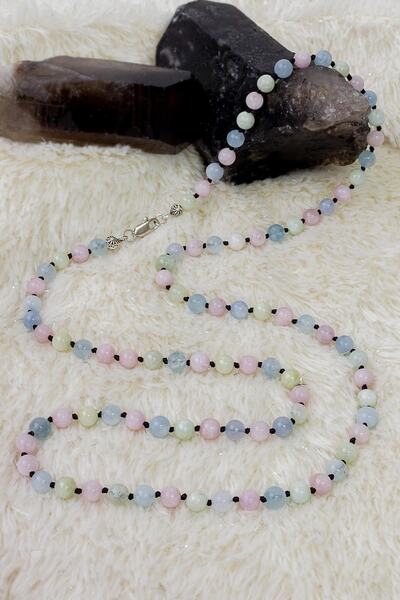 Dünya Doğal Taş Morganit Taşı Kolye