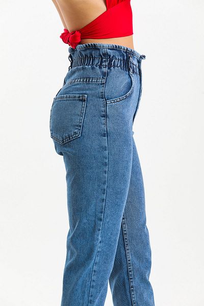 SHEVEGA Blugi Mom Jean din Lycra cu talie înaltă cu șnur