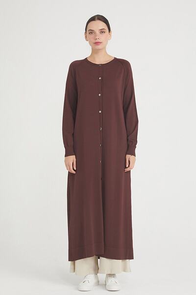 Nuss Μερσεριζέ Πλεκτό Ζακέτα Ns-22k-512h Καφέ