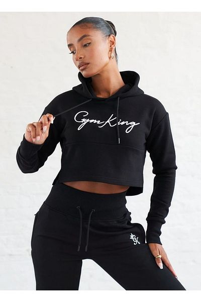 MJORA Black Tiered Crop Sweatshirt
