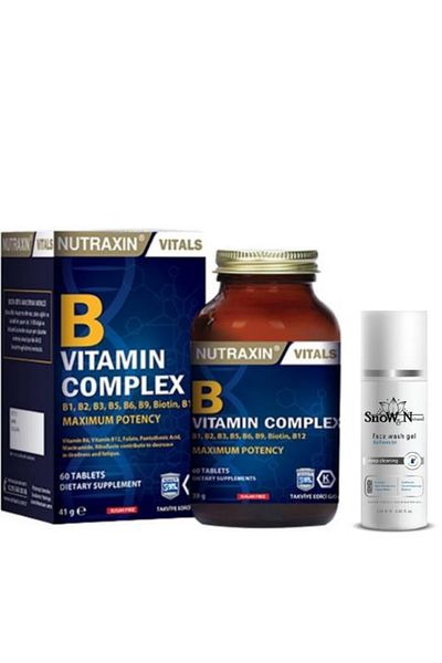 Nutraxin VitaminBComplex - 60 Capsules + 100ml Facial Cleansing Gel, Gift