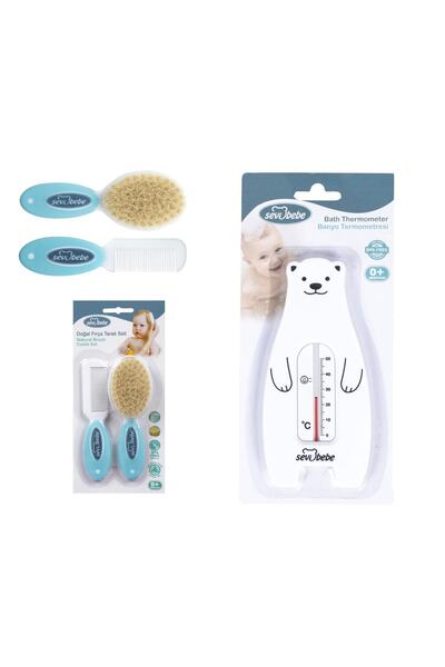 Sevi Bebe Bebek Bakım Seti (doğal Fırça Tarak+banyo Termometresi)