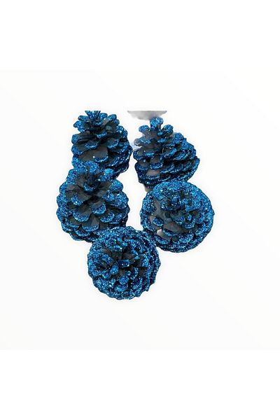 Art Pine Natural Quality Glitter Pine Cone in Every Color 5 Pieces of Christmas Ornament, Pine Cone, New Year Entertainment Ornaments