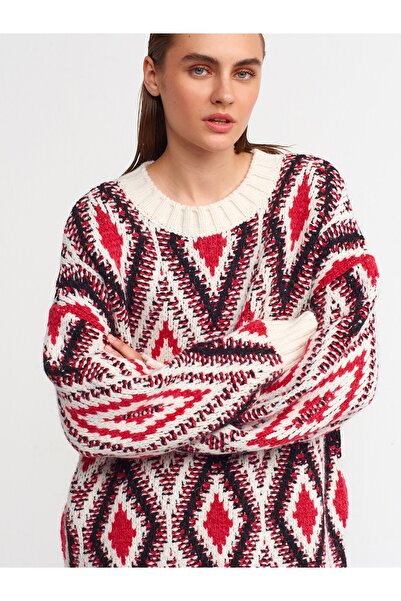 Dilvin 10239 Vzor Baklava Svetr-fuchsie