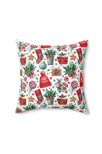 FUS BLUE New Year's Patterned Throw Pillow Cover