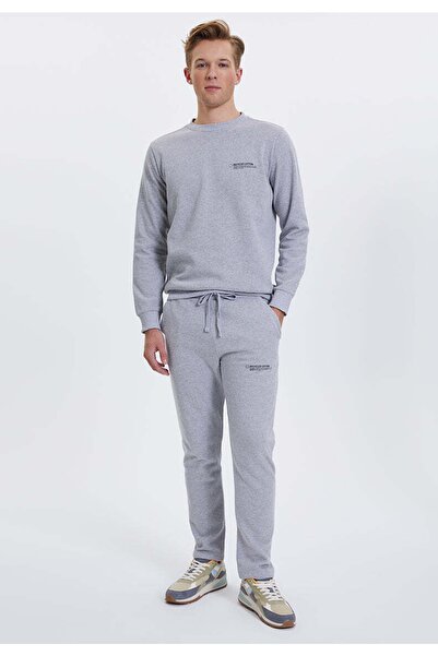 WESTMARK LONDON Γκρι μελανζέ βαμβακερό ανδρικό παντελόνι με ίσιο πόδι, κανονική εφαρμογή, ανδρικό παντελόνι από ανακυκλωμένο βαμβάκι