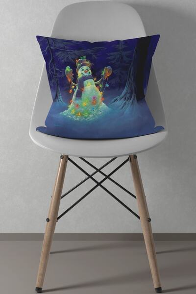 menesahome Коледна калъфка за възглавница Снежен човек, Коледна калъфка за въ...