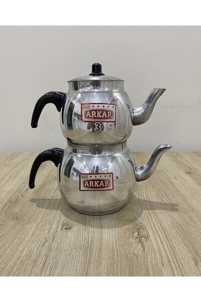 YILDIZ ARKAR Alüminyum Çaydanlık Tombik Model Orta Boy No 3 (TOPLAM 2,00 LİTRE)