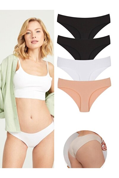 Papatya Високі трусики з лазерним кроєм без швів для жінок - 4 штуки в упаковці