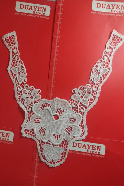 DUAYEN Güpür Yaka Gül Bahçesi Desem 1 Adet