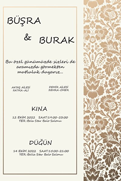 Belinay Düğün Davetiyesi 102 03 (500 ADET)