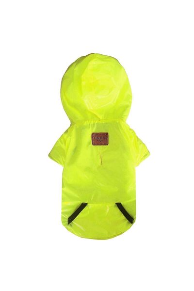 Alphadog Design معطف واق من المطر بغطاء للرأس من Flash Yellow للكلاب (منتج مع هدية)