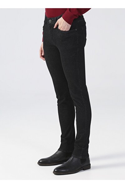 U.S. Polo Assn. Normal Bel Normal Paça Slim Fit Siyah Erkek Denim Pantolon Marl