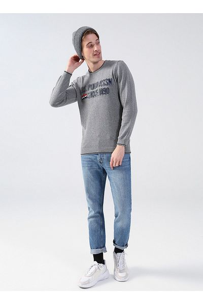 U.S. Polo Assn. Crew Neck Gray Melange Men's Sweater Column