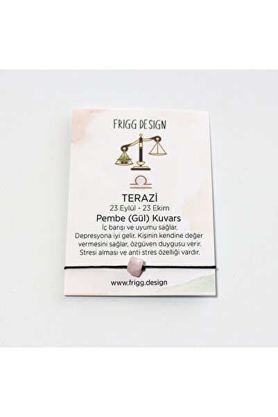 Terazi Burcu Pembe (Gül) Kuvars Doğal Taşlı Ip Burç Bilekliği
