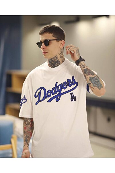 Freud Tricou supradimensionat unisex cu imprimeu Dodgers față și spate