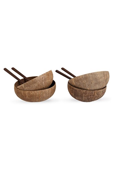 Gaia's Store Natural Hindistan Cevizi Kase Ve Abanoz Kaşık - Coconut Bowl