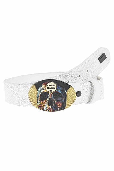 Cipo&Baxx Cg202 Curea din piele albă cu cataramă