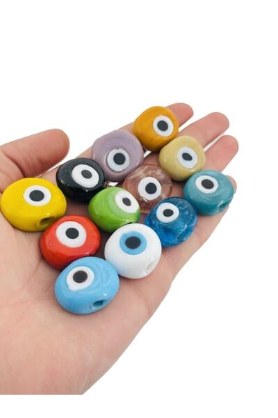 Selvi Konsept Danagöz Cam Nazar Boncuğu 2,5 Cm Büyük Boy Karışık Renk 8 Adet