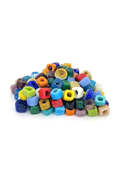 Selvi Konsept Kare Cam Boncuk Orta Boy 10 mm Karışık Renk 30 Adet