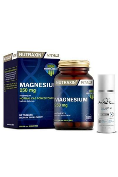 Nutraxin Magnesium 250 Mg 60 Tablets + Facial Cleansing Gel 100ml Gift Set