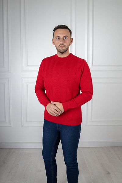 Sarar Interview Half Turtleneck Patterned Red Knitwear Sweater