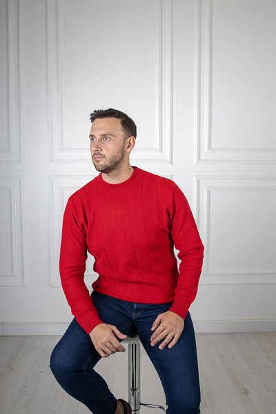 Sarar Interview Half Turtleneck Patterned Red Knitwear Sweater