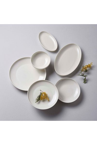 porselenden Kütahya 6 Pieces Cream Modern Cake Plate Serving Set for 6 Persons