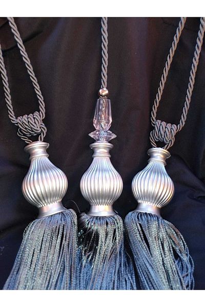MGEHOME Background Curtain Ceiling Binding Anthracite Tassel Braçol Set 3 Pieces