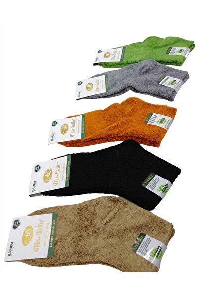 AROM Kadın Bambu Kalın Ters Havlu Patik Kısa Çorap 6 Çift Karışık Renk Kışlık