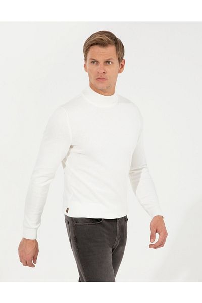 Pierre Cardin Ανδρικό πλεκτό πουλόβερ Ecru Slim Fit