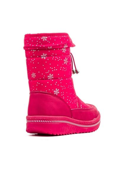AlbiShoes Kaymaz Taban Fermuarlı Kız Çocuk Suya Dayanıklı Kürklü Termal Kar Botu