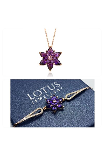 LOTUS JW Lotus Çiçeği Bileklik Ve Kolye Seti | 925 Ayar Gümüş Set