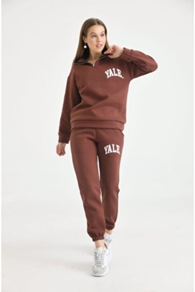 YILMAZBARMAZ Γυναικείο Σετ φόρμας με μισό φερμουάρ στο κάτω μέρος