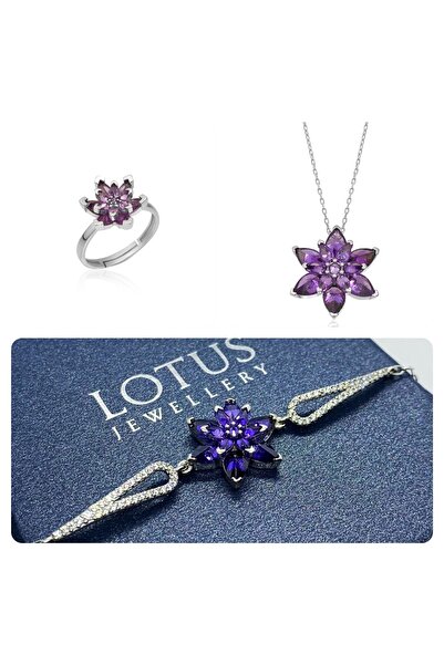LOTUS JW Lotus Çiçeği Kolye,bileklik Ve Yüzük Seti | 925 Ayar Gümüş Set